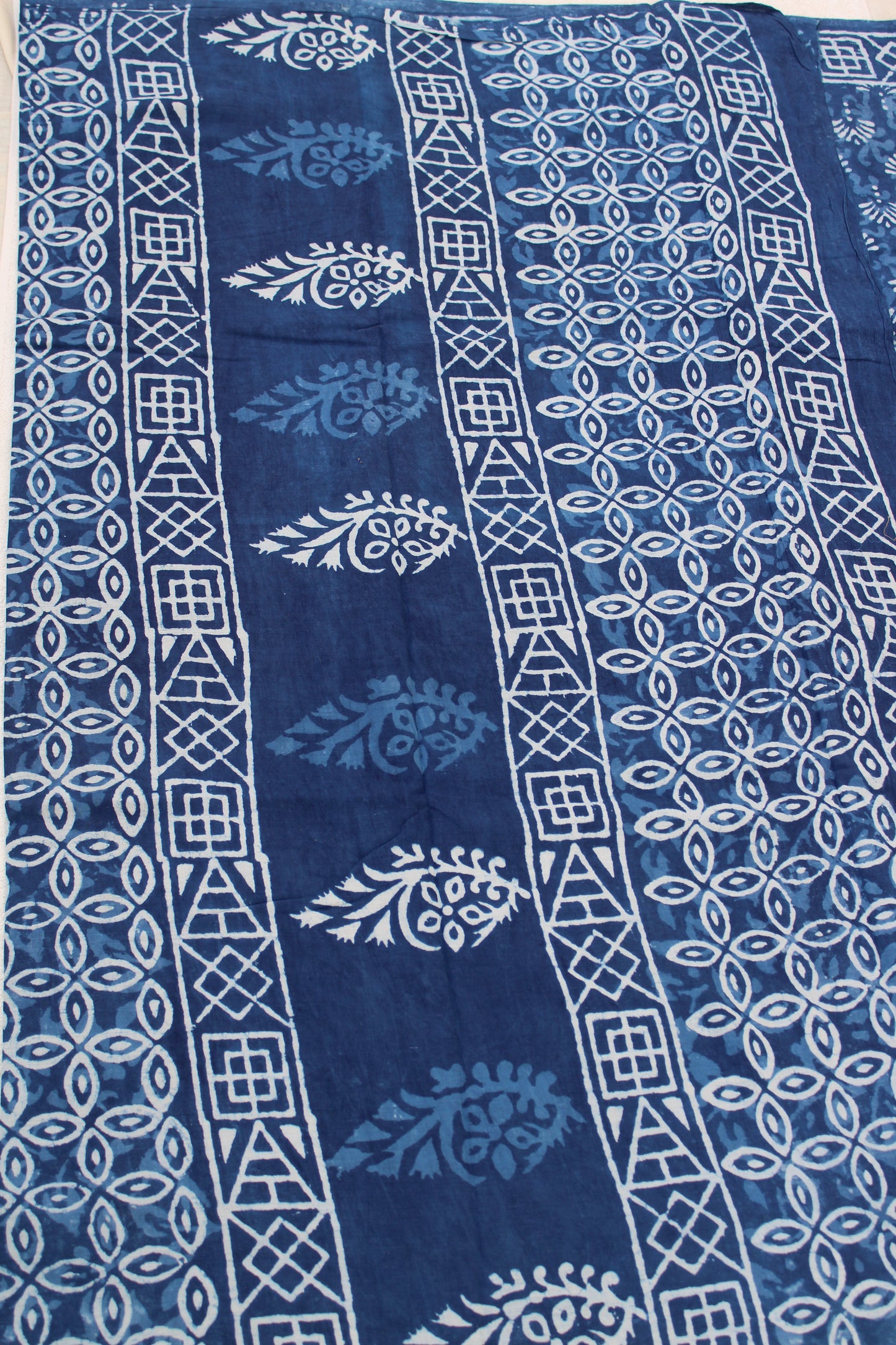 Earthy blue with white hand block printed mul