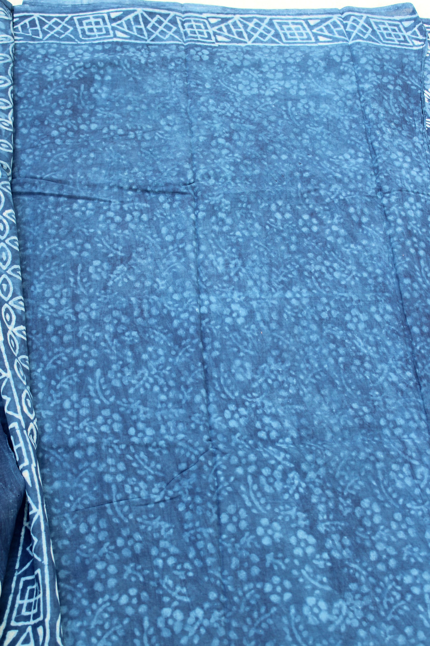 Earthy blue with white hand block printed mul