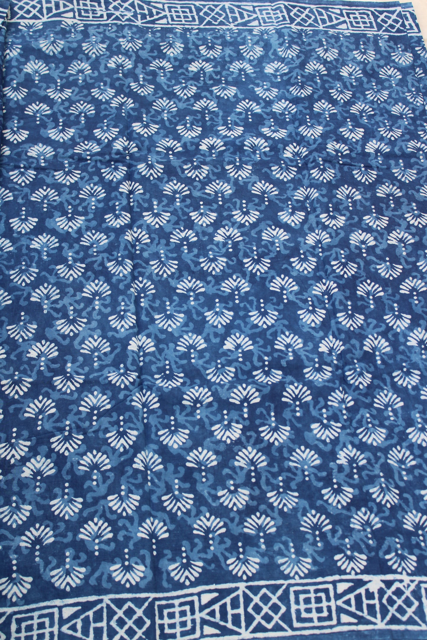 Earthy blue with white hand block printed mul