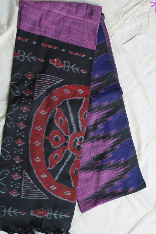 Onion pink Slub cotton saree with temple design border