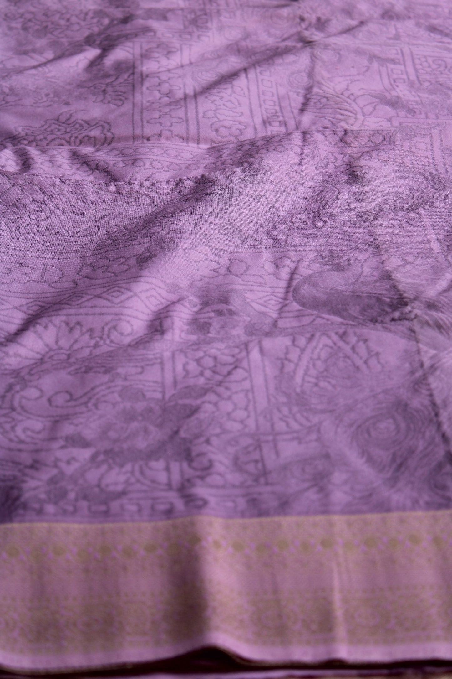Lavender Fancy Mango silk saree woven with art work with rich meenakari weaving