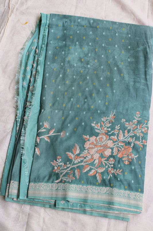 Fancy Mango silk saree with shibori print weaving and rich Meenakari Pallu