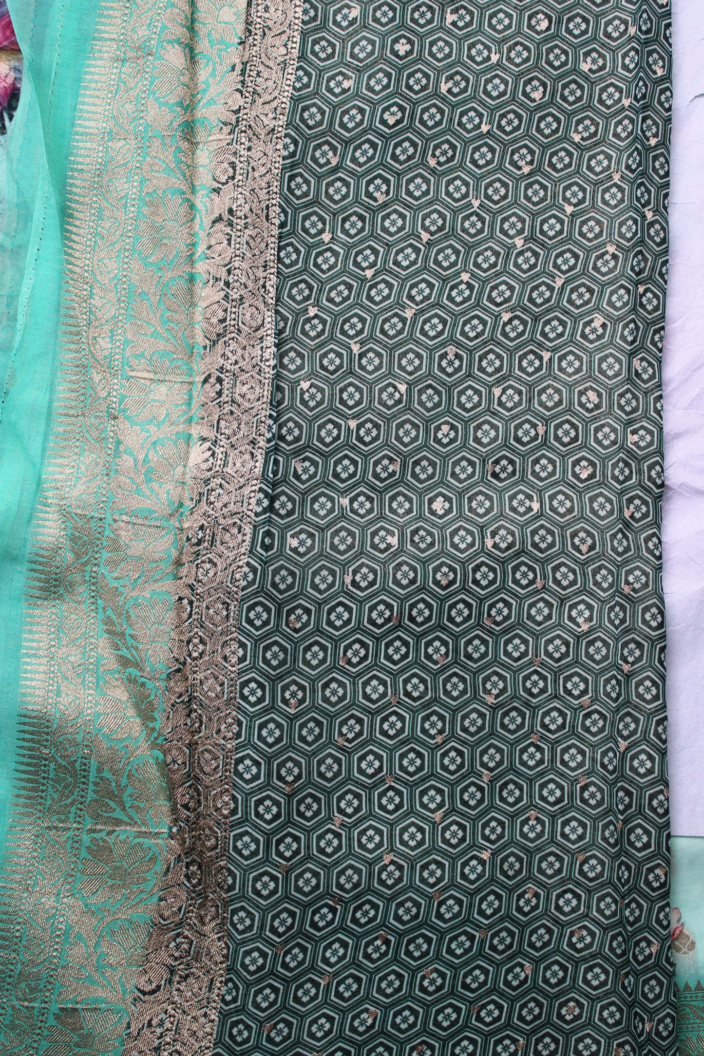Pastel Blue Kaddi Georgette Saree with digital prinit