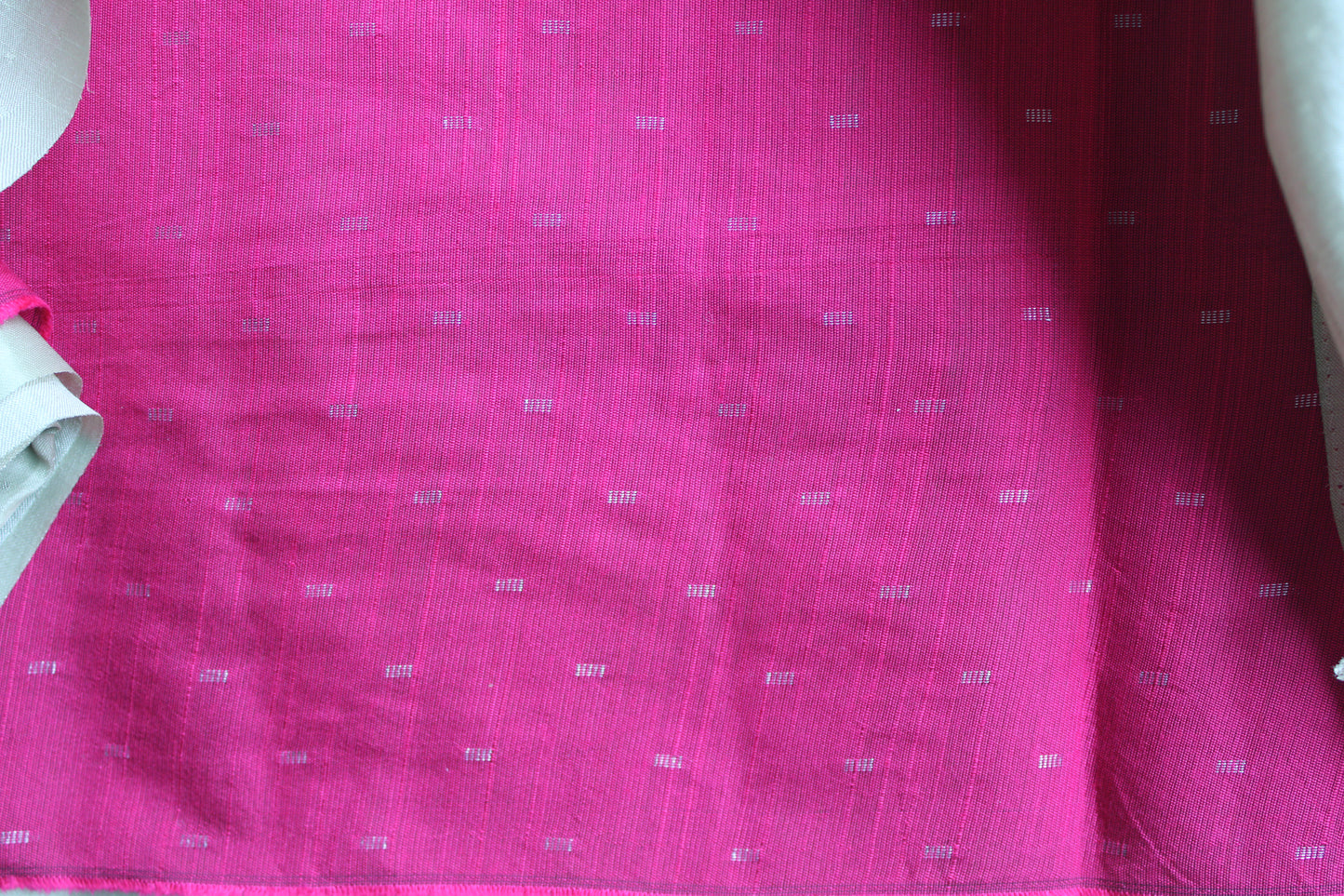 Green Dot Tusser saree with zari embroidery and contrast blouse
