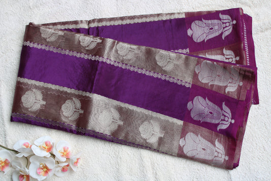 Purple colour tissue and raw mango fusion saree
