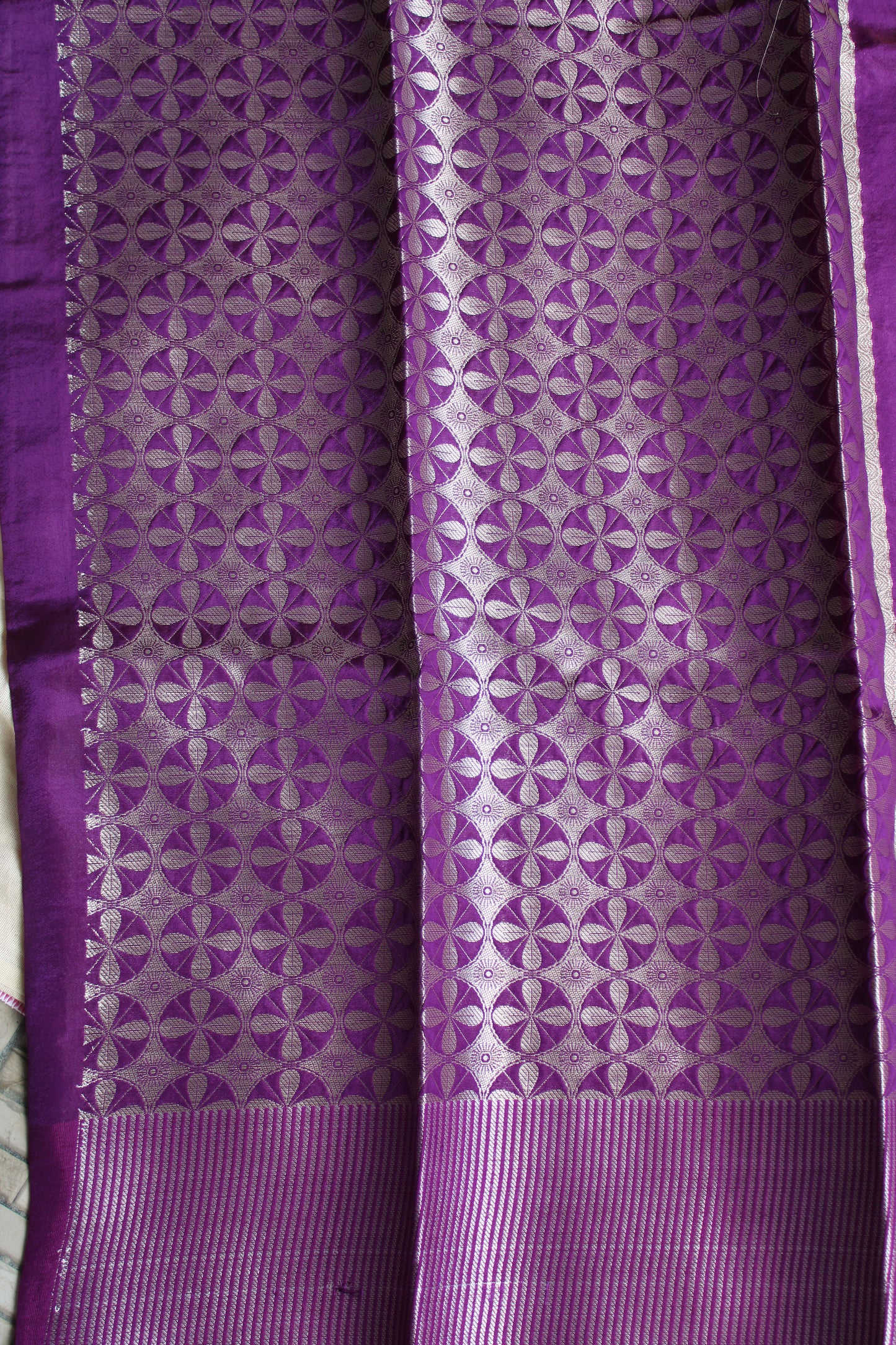 Purple colour tissue and raw mango fusion saree