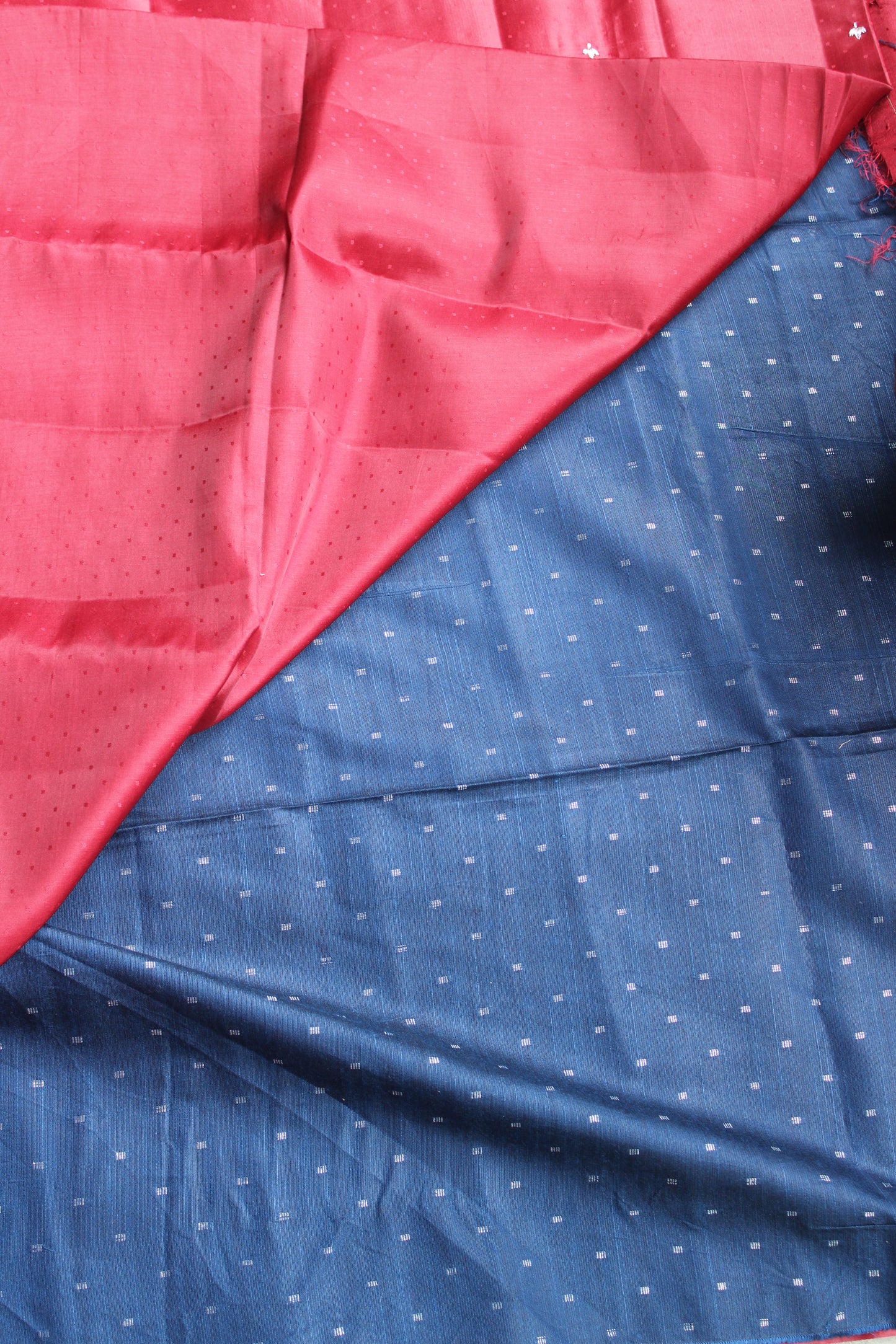 Maroon Premium Dot Tusser saree with embroidery and contrast blouse