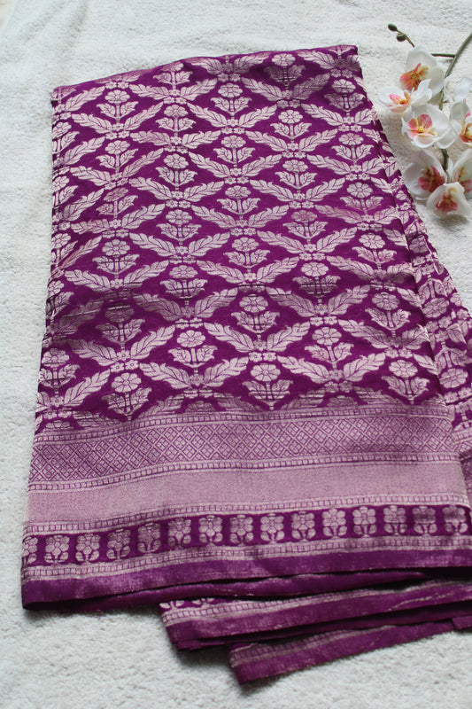 Majenta Banarasi Mashru crape georgette saree