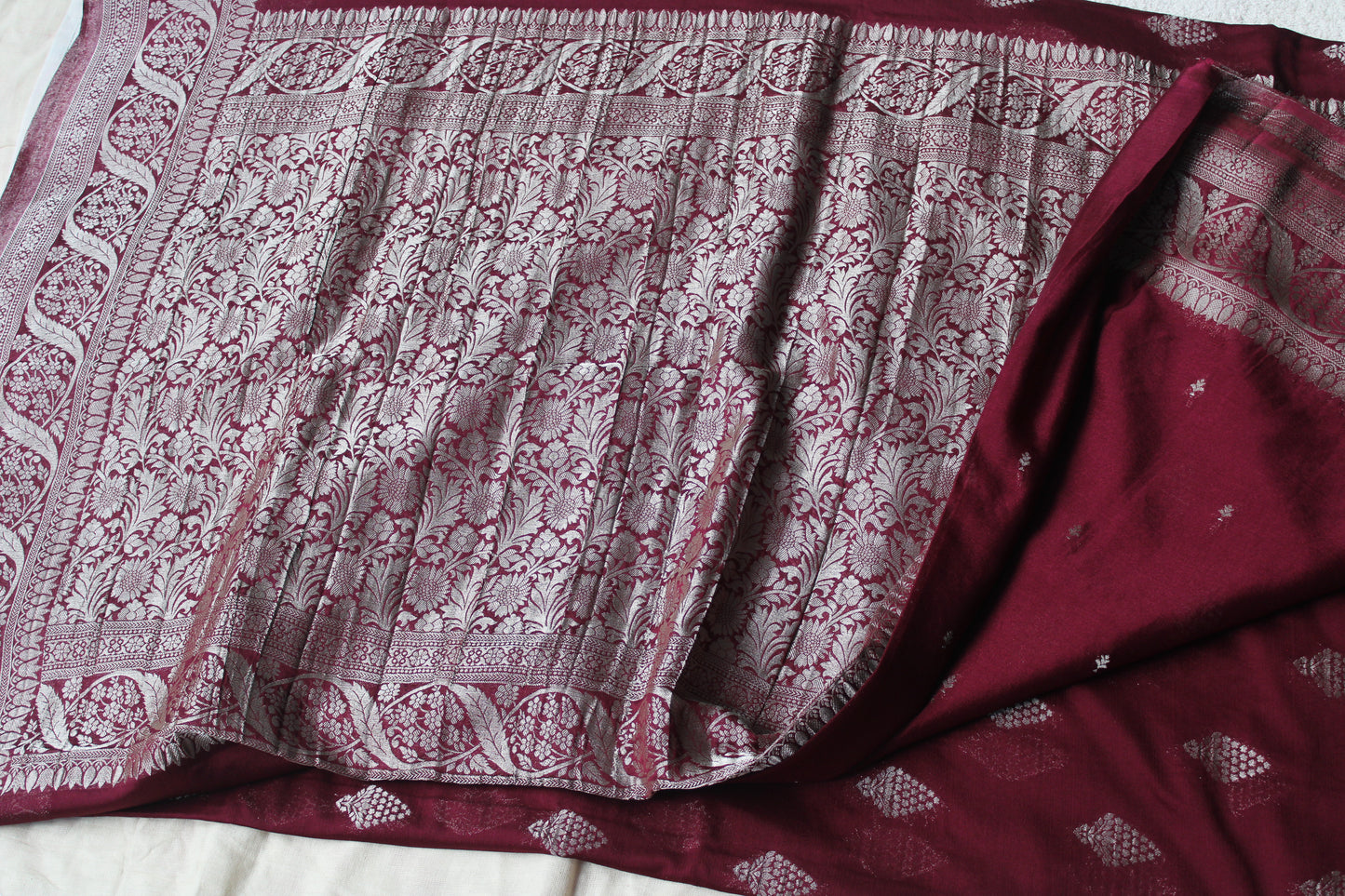 Maroon Banarasi Mashru crape georgette saree