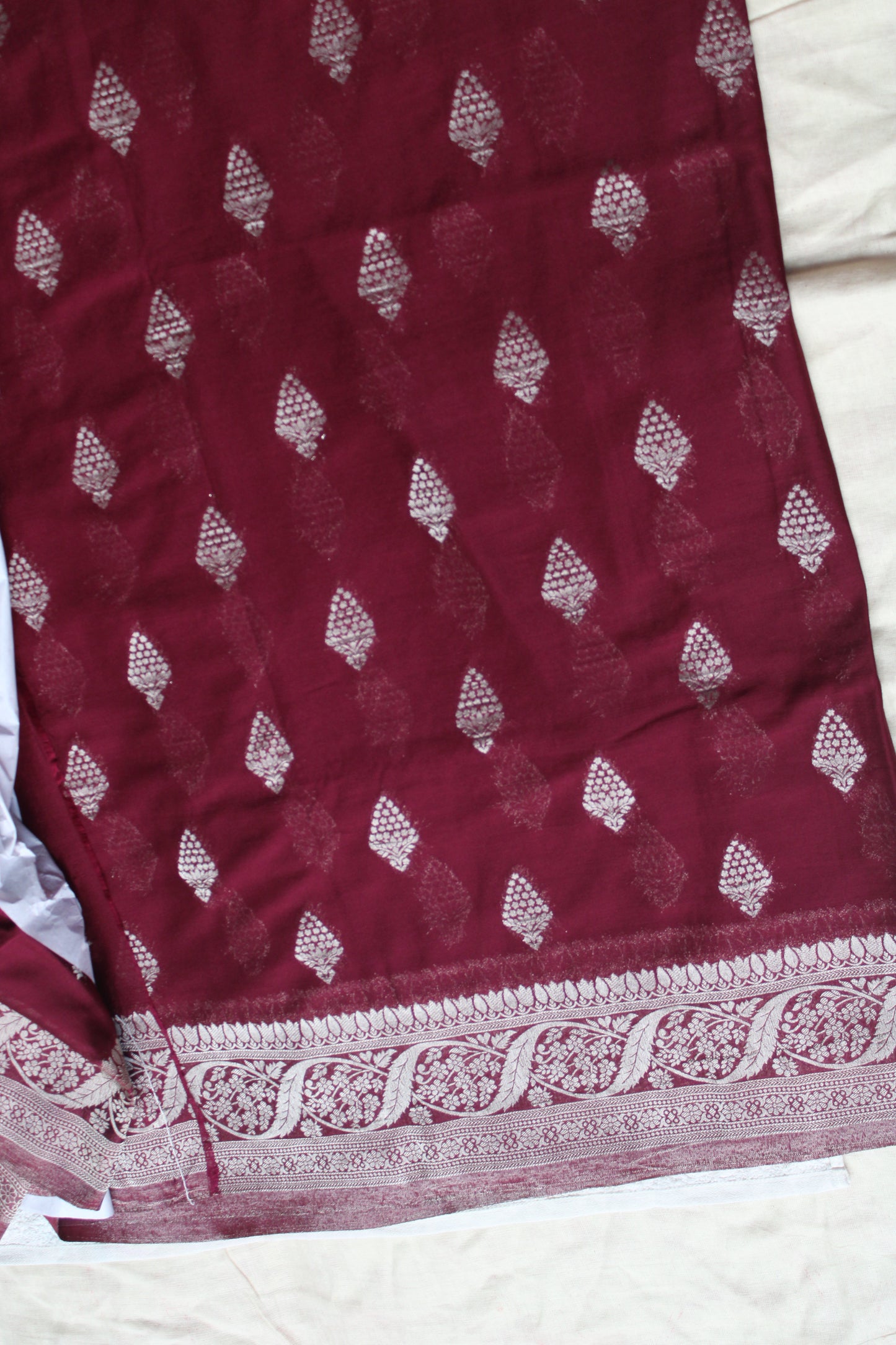 Maroon Banarasi Mashru crape georgette saree