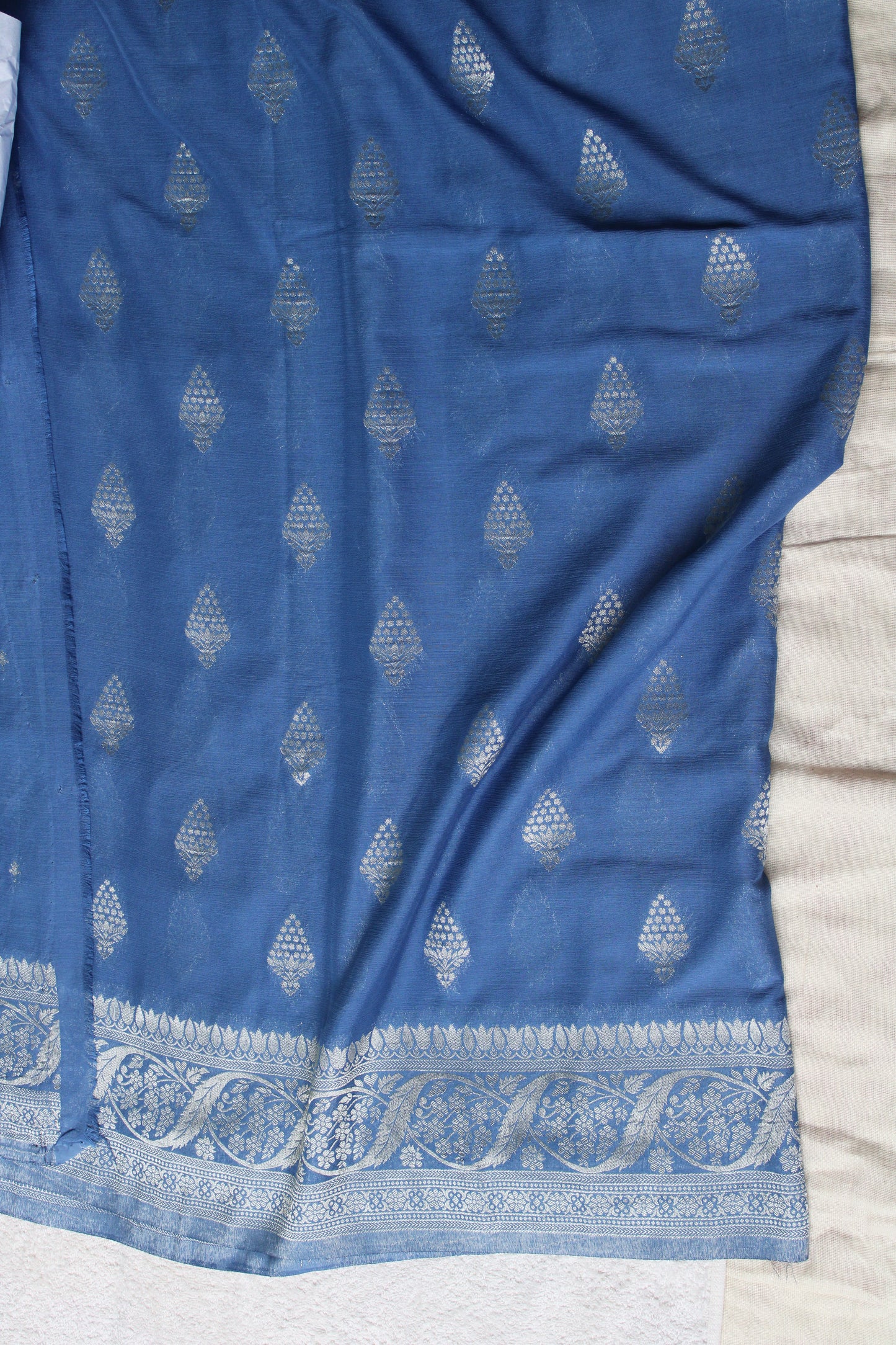 Blue Banarasi Mashru crape georgette saree