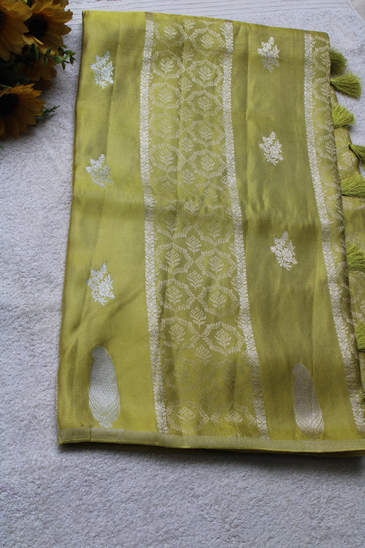 Florescent Banarasi Mashroo tissue silk saree