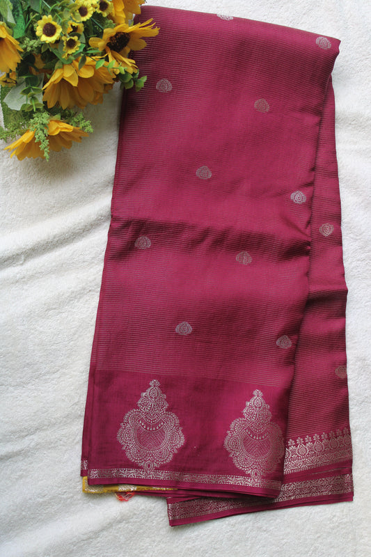 Viscous Crapesilk saree with all over zari lines and open border