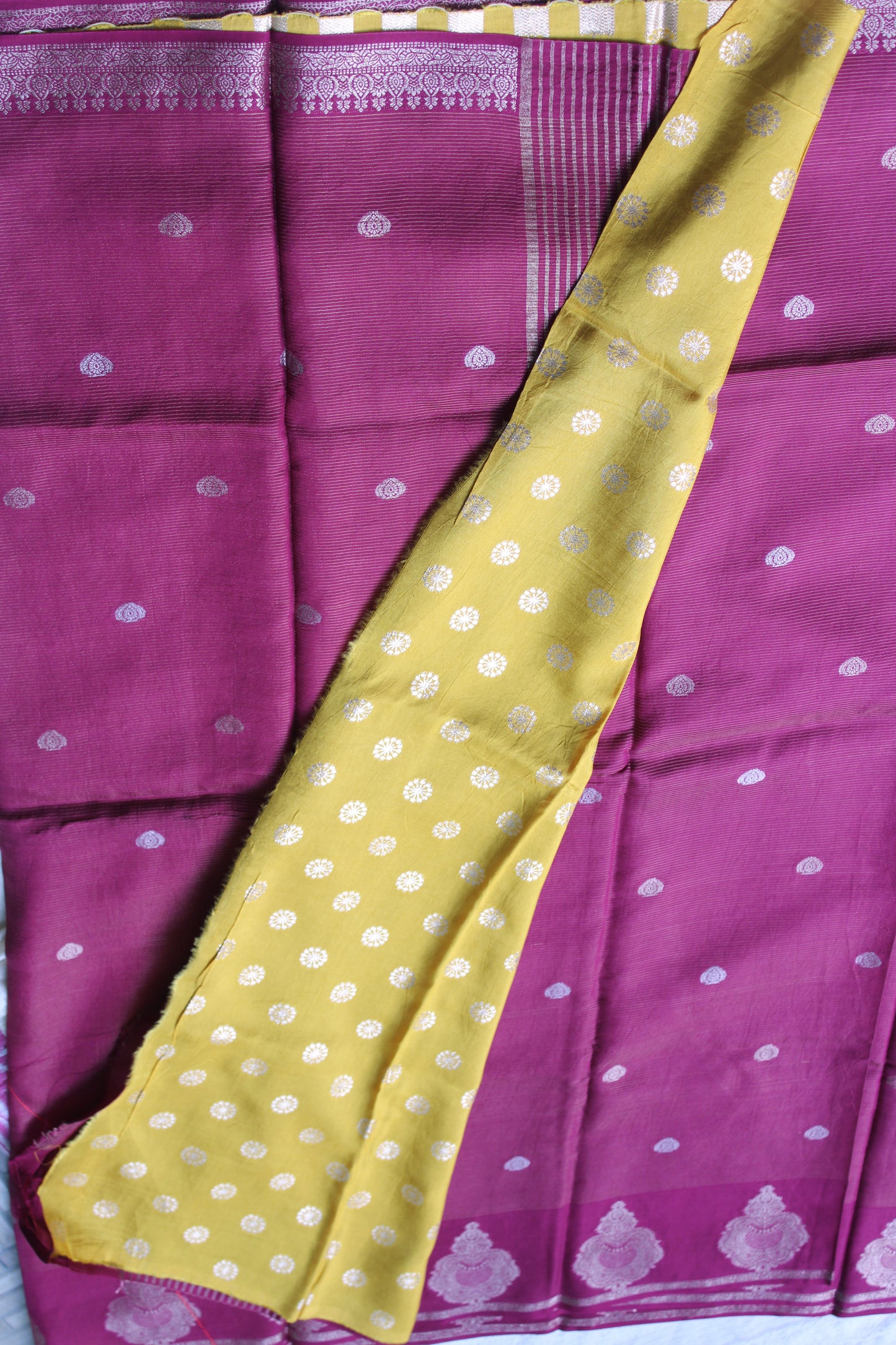 Viscous Crapesilk saree with all over zari lines and open border
