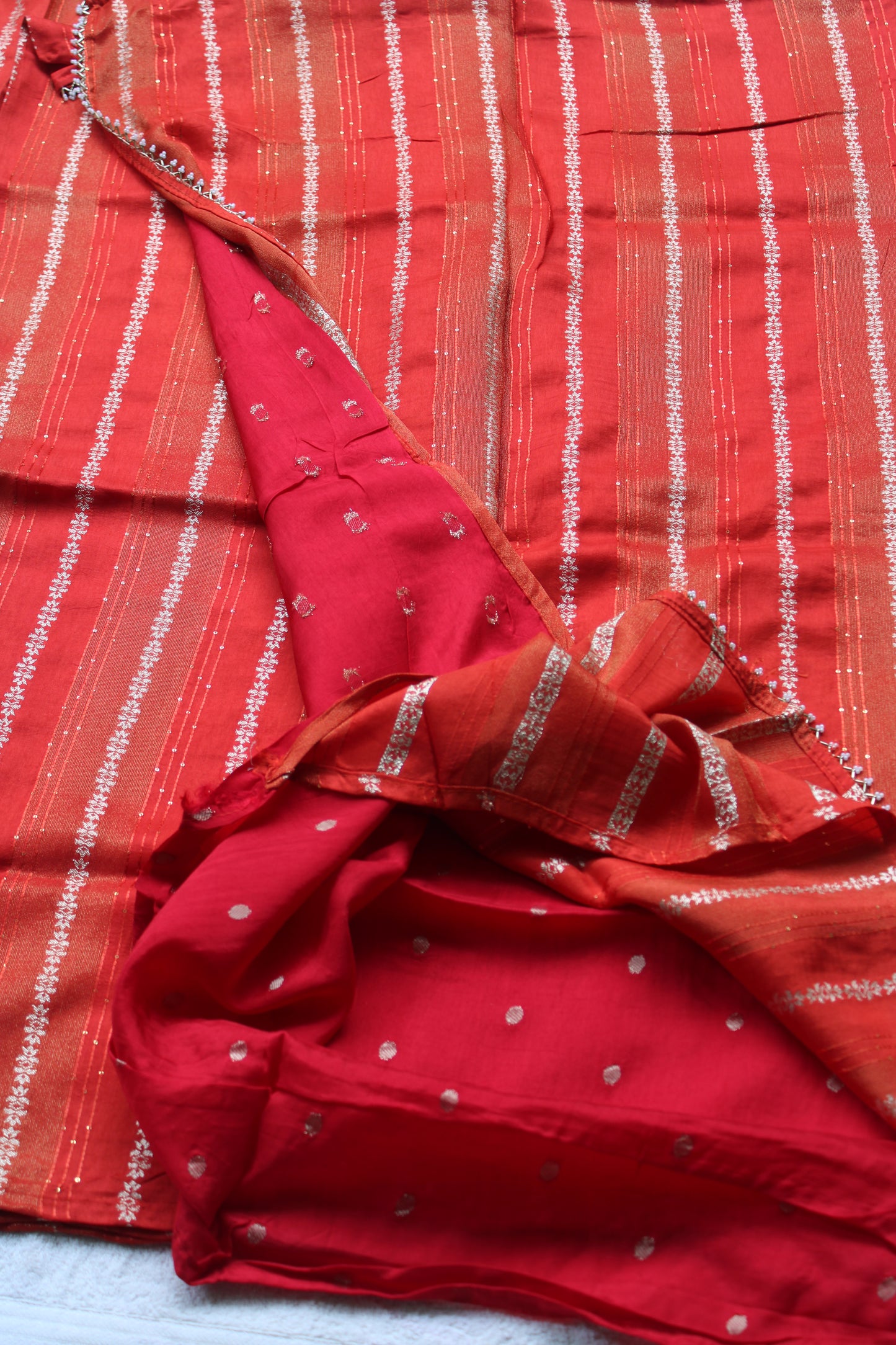 Orange Designer Crape Silk Saree
