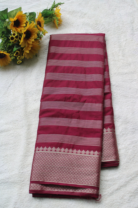 Maroon Colour viscous crape silk saree
