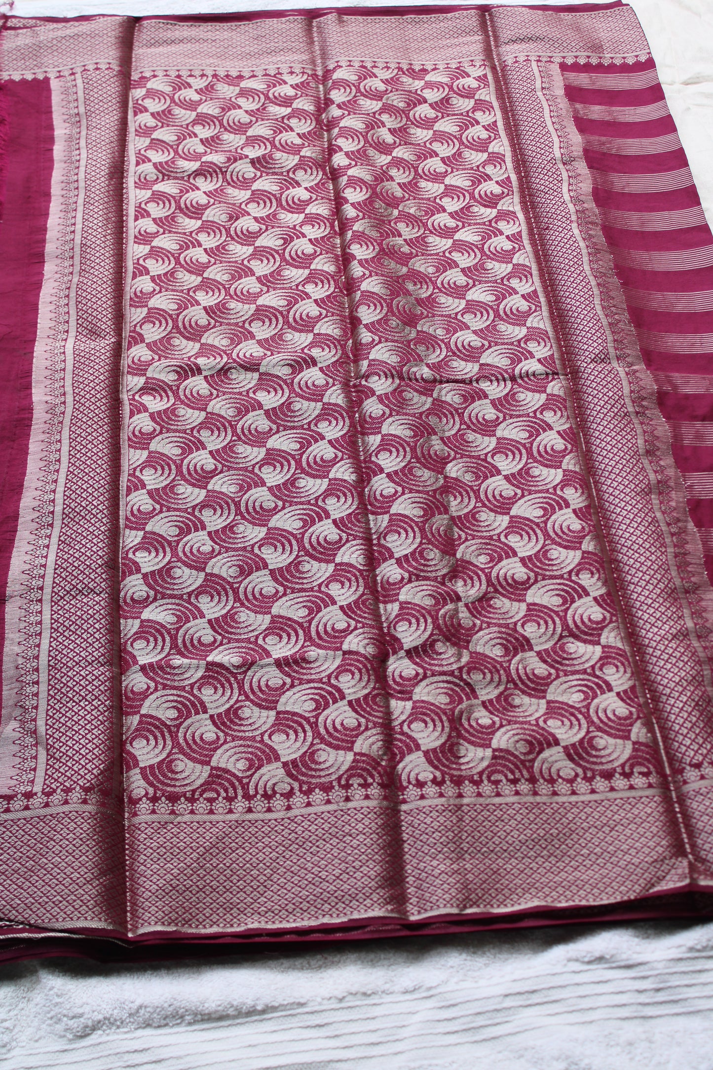 Maroon Colour viscous crape silk saree