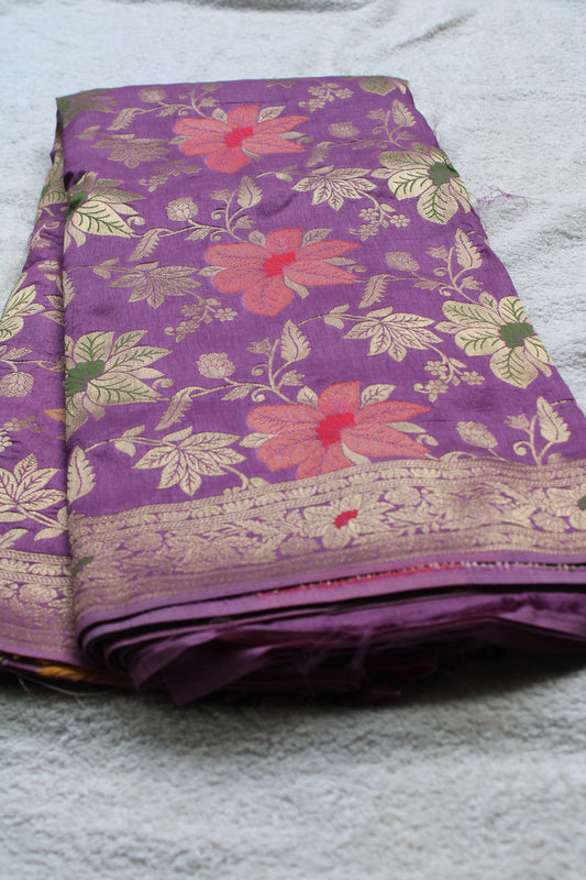 Lavender Heavy Meenakari weaving Banarasi Saree
