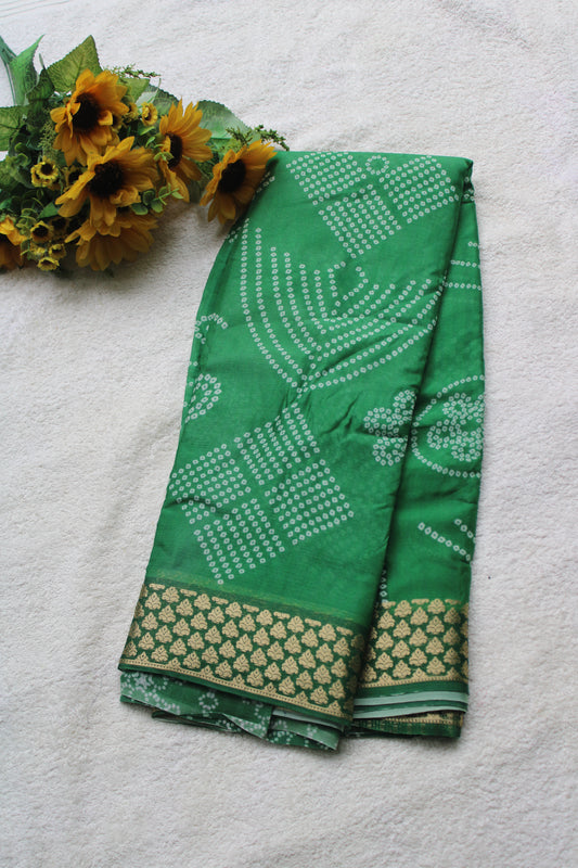 Green Pure chiffon Bandini design saree