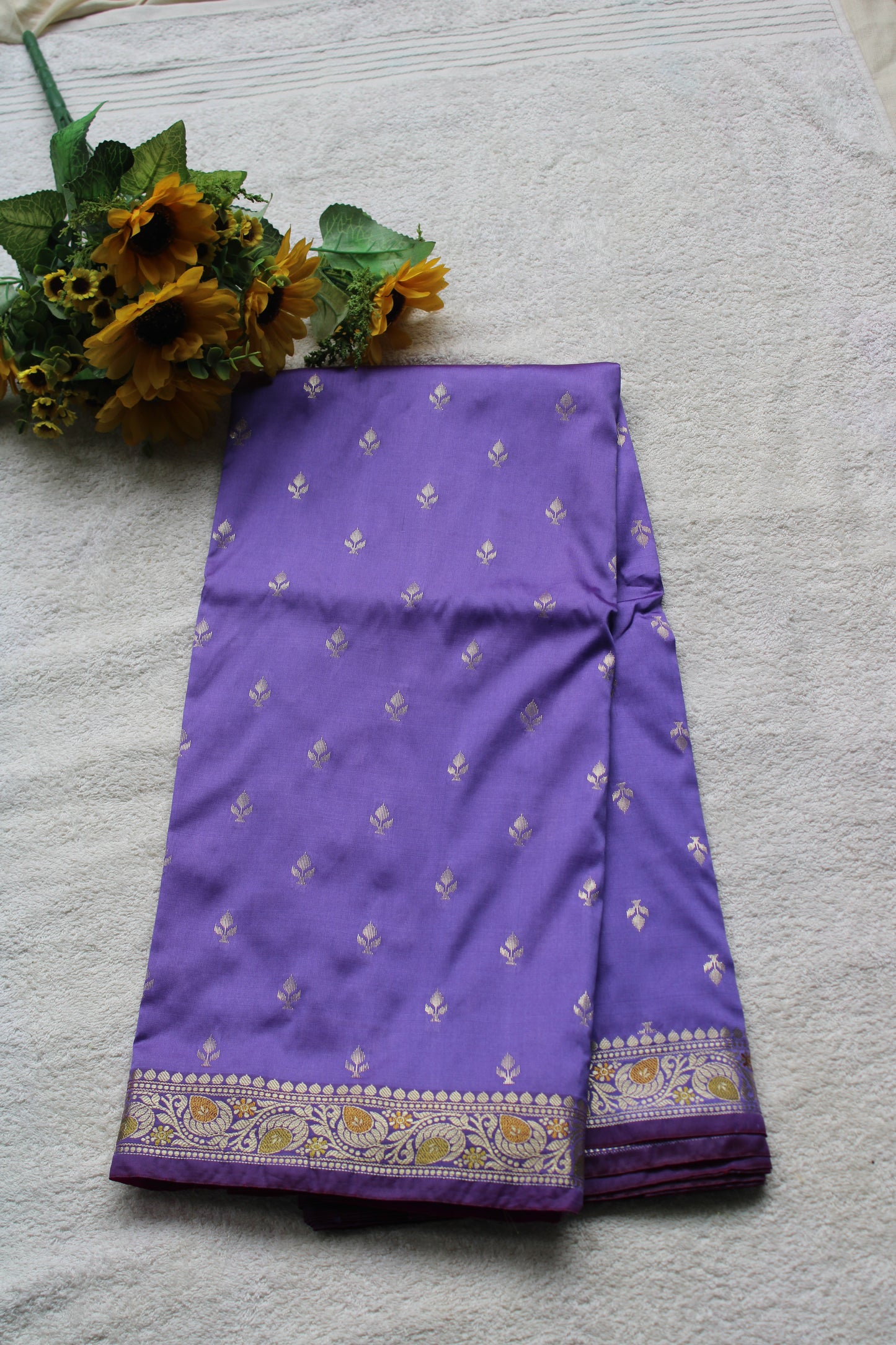 Premium Lavender Katan Silk saree with trending small border