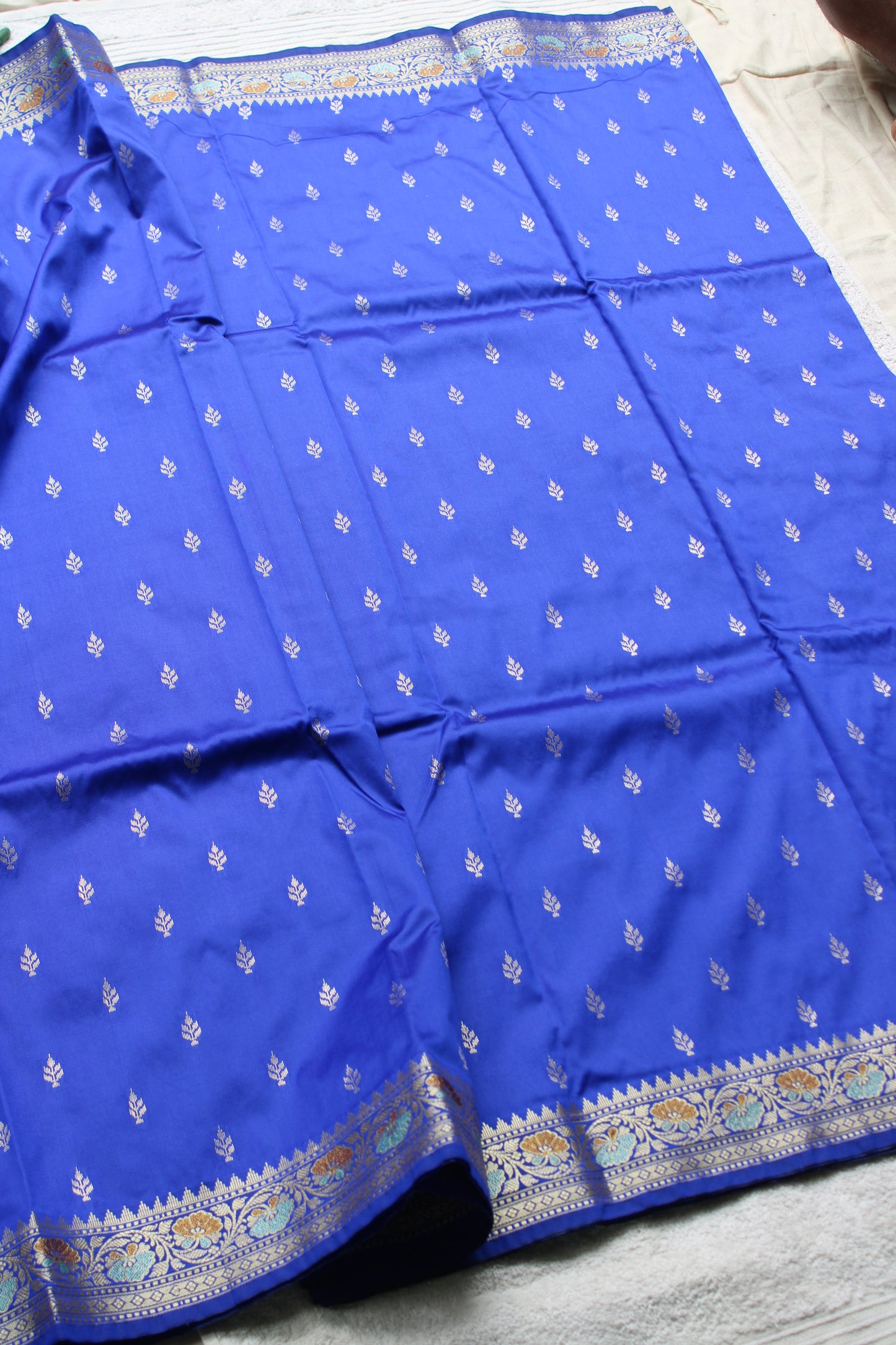 Premium Blue Katan Silk saree with trending small border