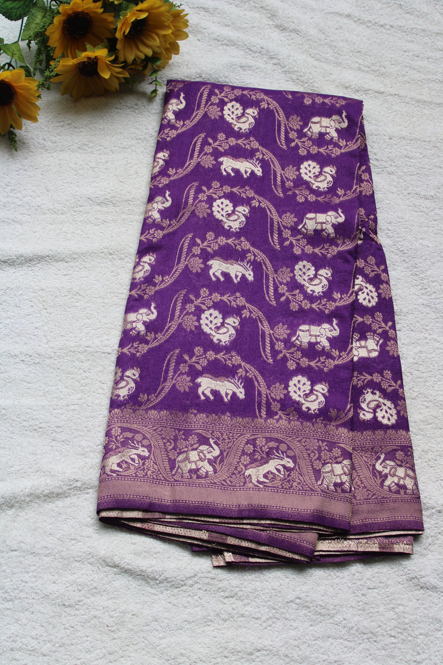 Purple Semi Georgette figure motifs Saree