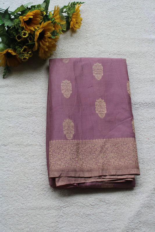 Onion pink Crape Georgette Banarasi Big Buttas saree