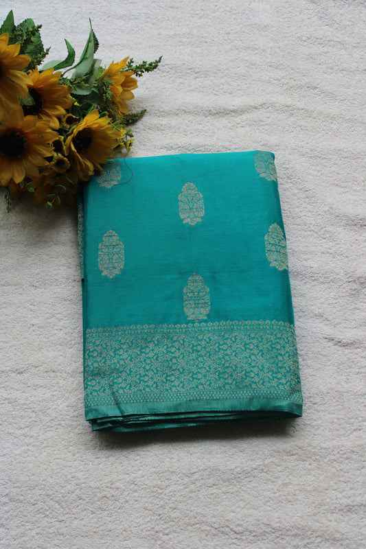Sea green Crape Georgette Banarasi Big Buttas saree