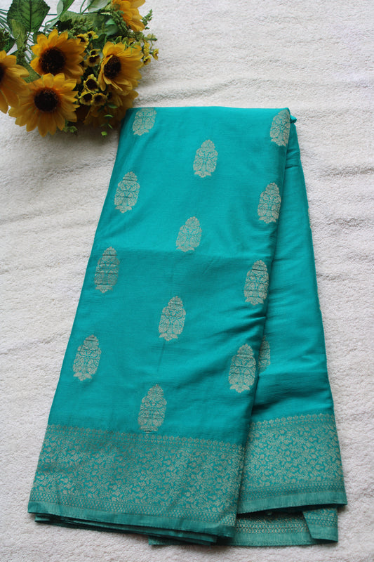 Sea green Crape Georgette Banarasi Big Buttas saree