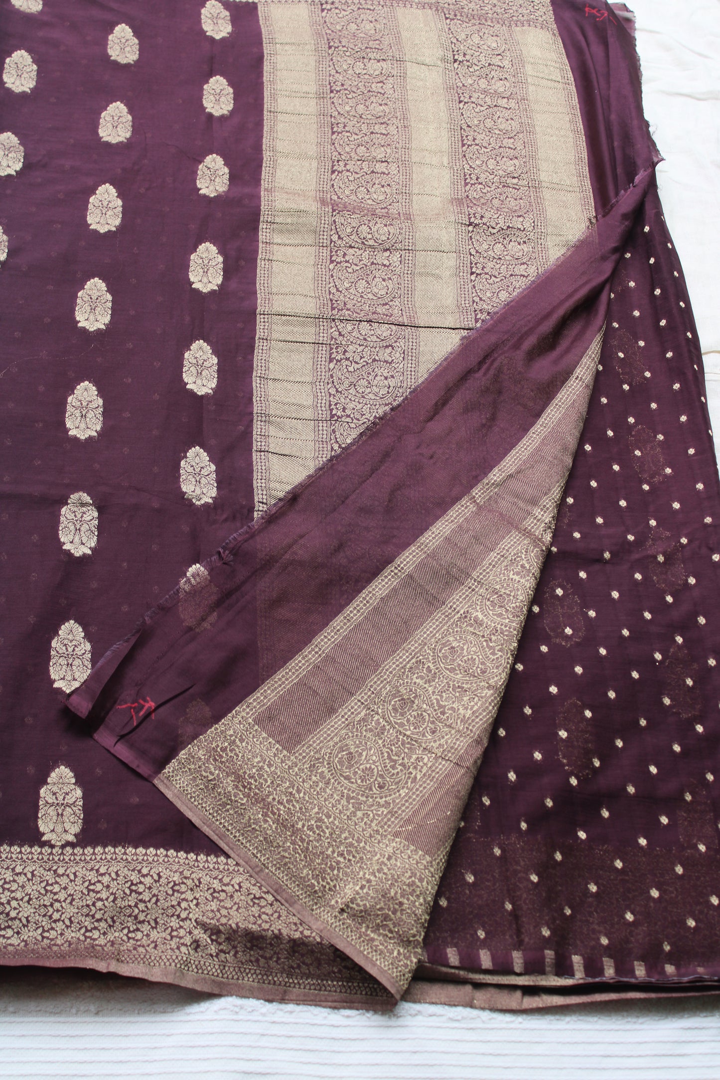 Chocolate Brown Crape Georgette Banarasi Big Buttas saree