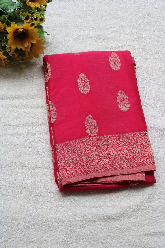 Pink  Crape Georgette Banarasi Big Buttas saree