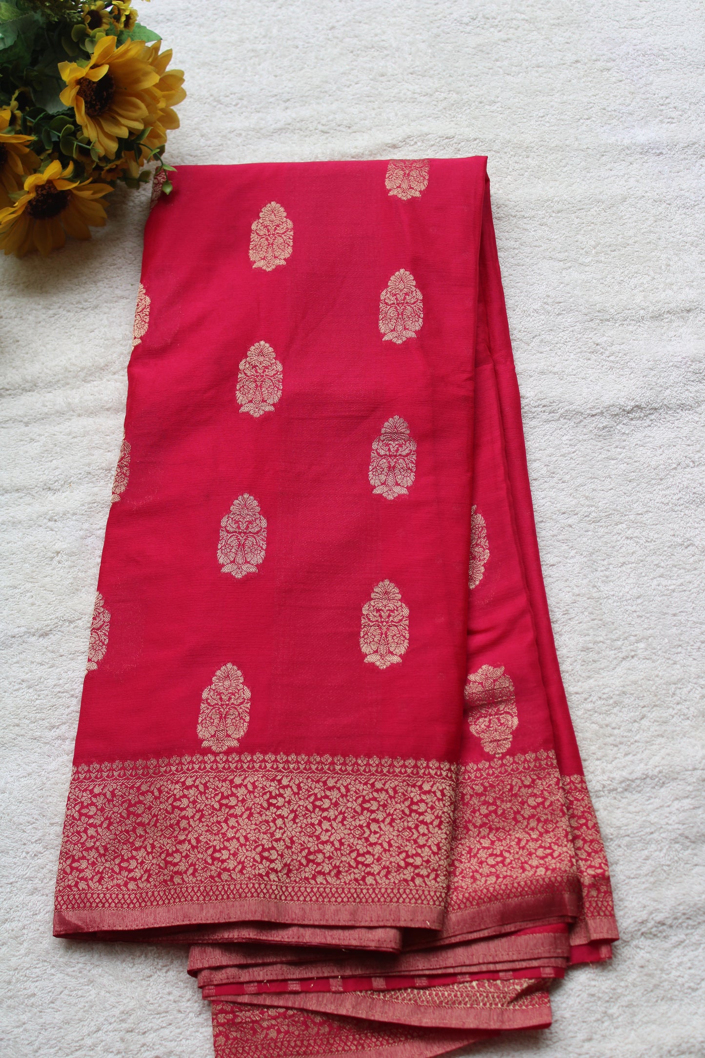 Pink  Crape Georgette Banarasi Big Buttas saree