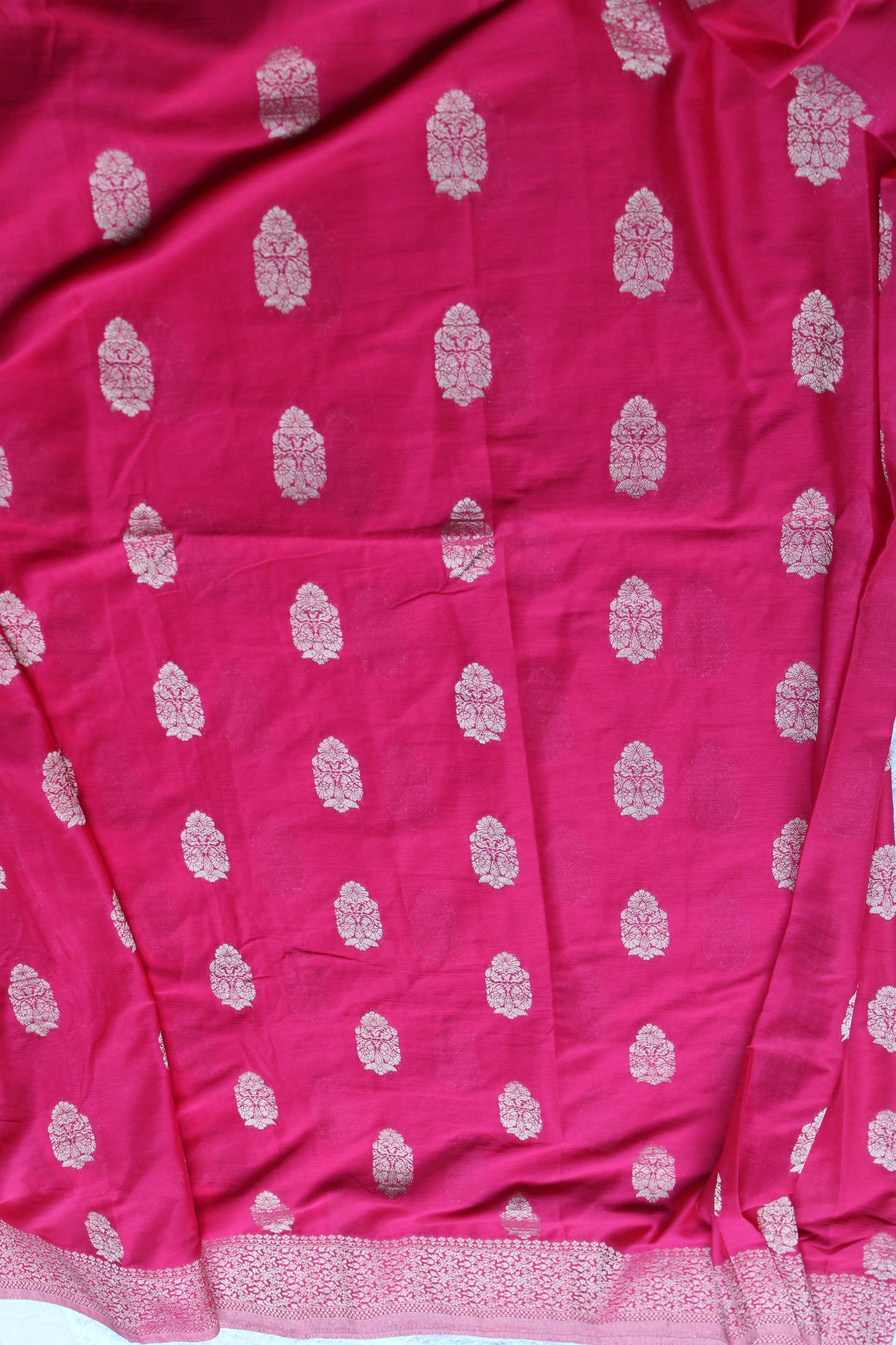 Pink  Crape Georgette Banarasi Big Buttas saree
