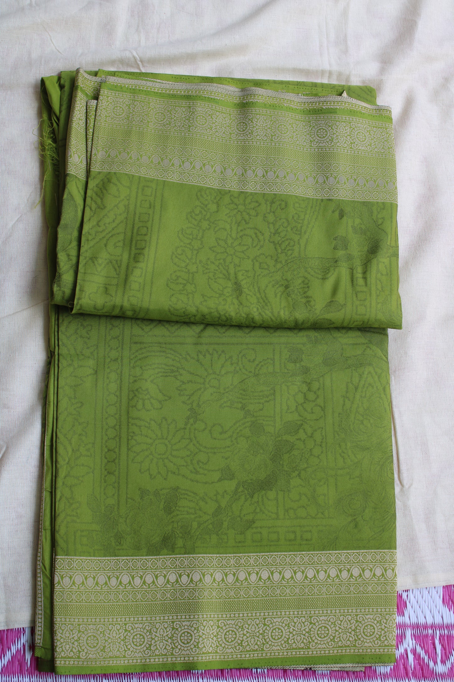 Light green Fancy Mango silk saree woven with art work with rich meenakari weaving
