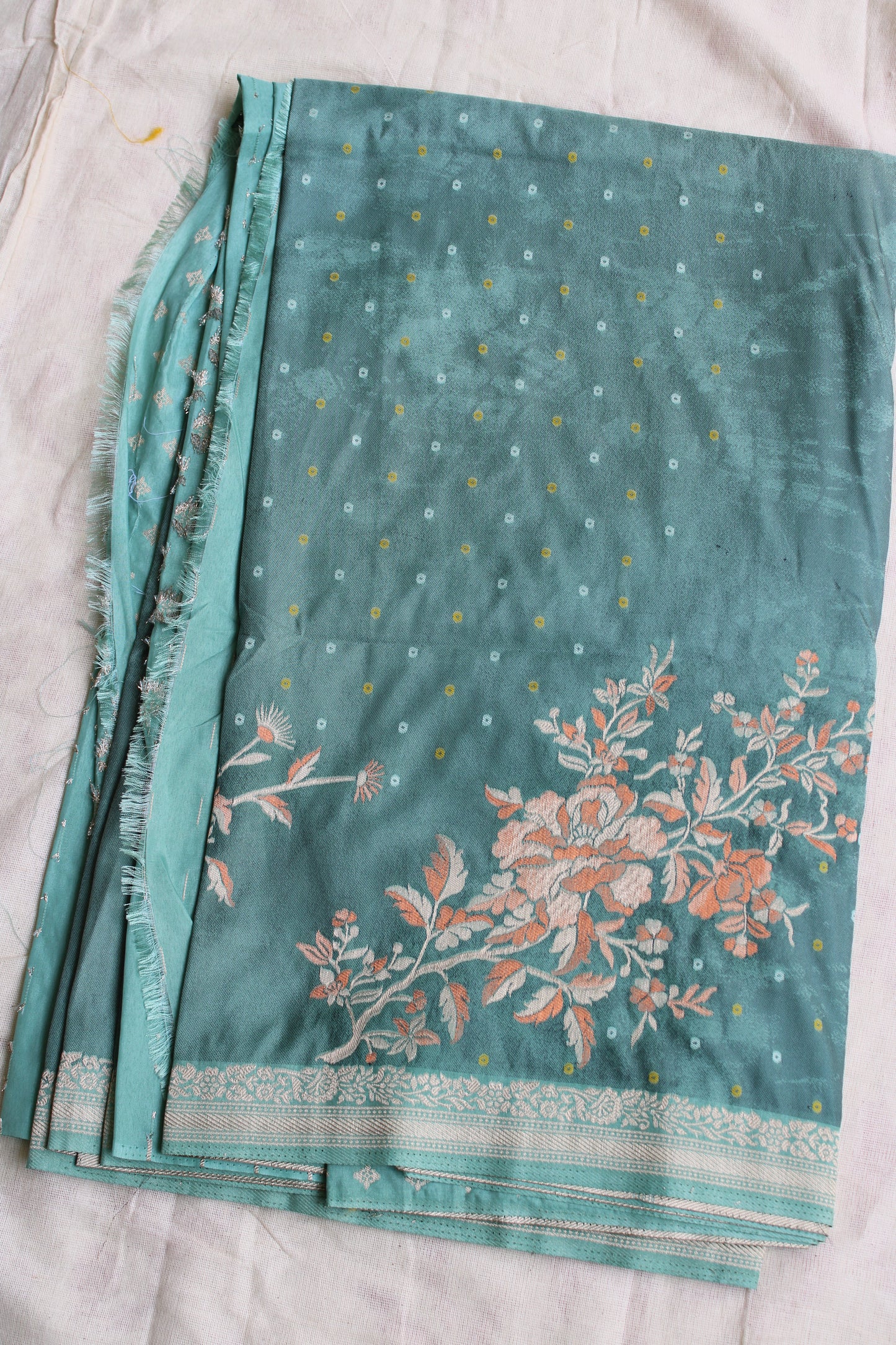 Fancy Mango silk saree with shibori print weaving and rich Meenakari Pallu