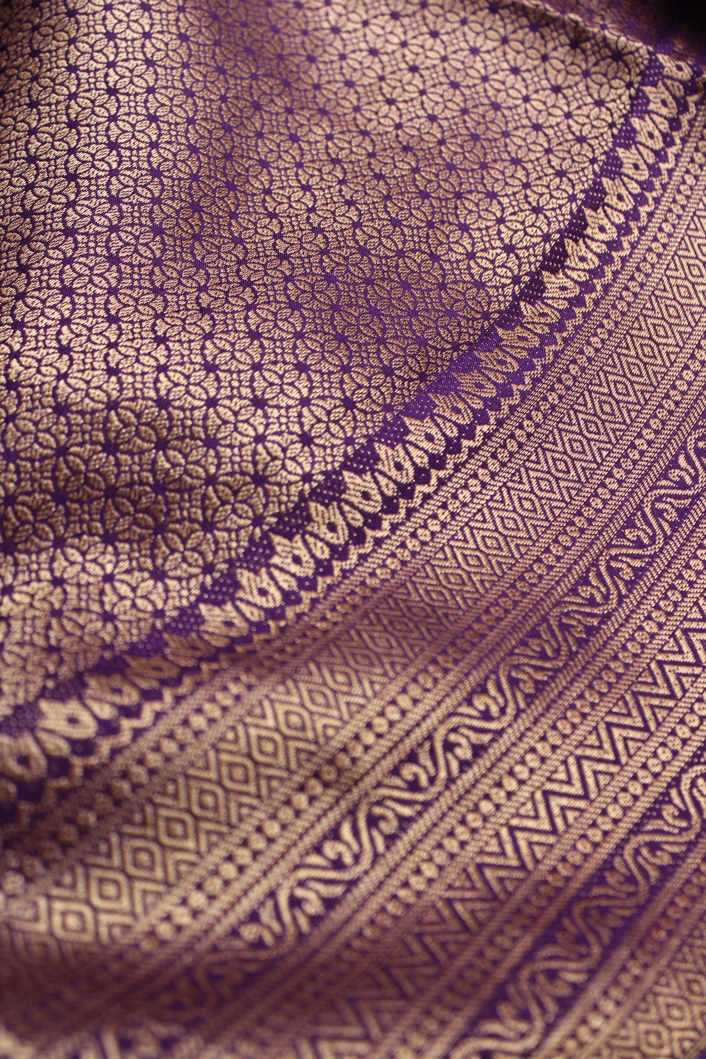 Pink Zari woven saree with contrast brocade blouse