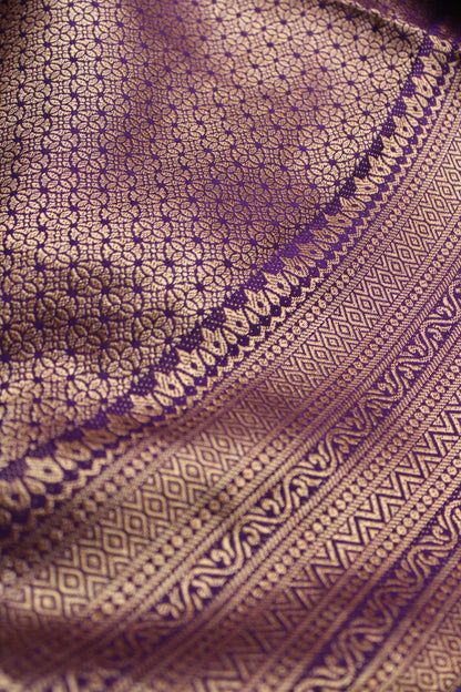 Pink Zari woven saree with contrast brocade blouse