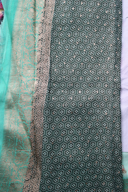Pastel Blue Kaddi Georgette Saree with digital prinit