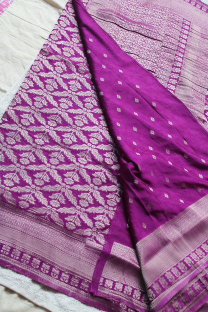Majenta Banarasi Mashru crape georgette saree
