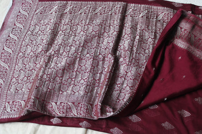 Maroon Banarasi Mashru crape georgette saree
