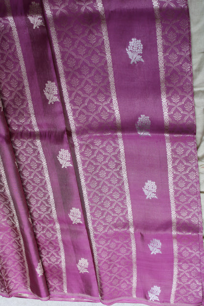 Pink Banarasi Mashroo tissue silk saree