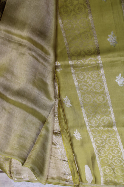 Florescent Banarasi Mashroo tissue silk saree