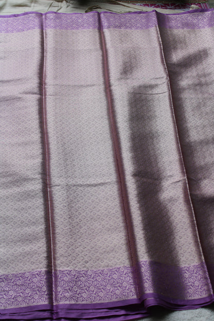 Lavender Banarasi tissue saree with trending flower border