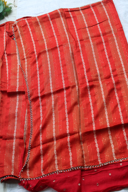 Orange Designer Crape Silk Saree