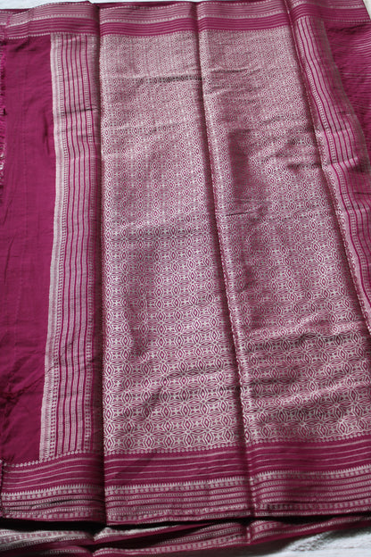 Maroon Colour viscous crape silk saree