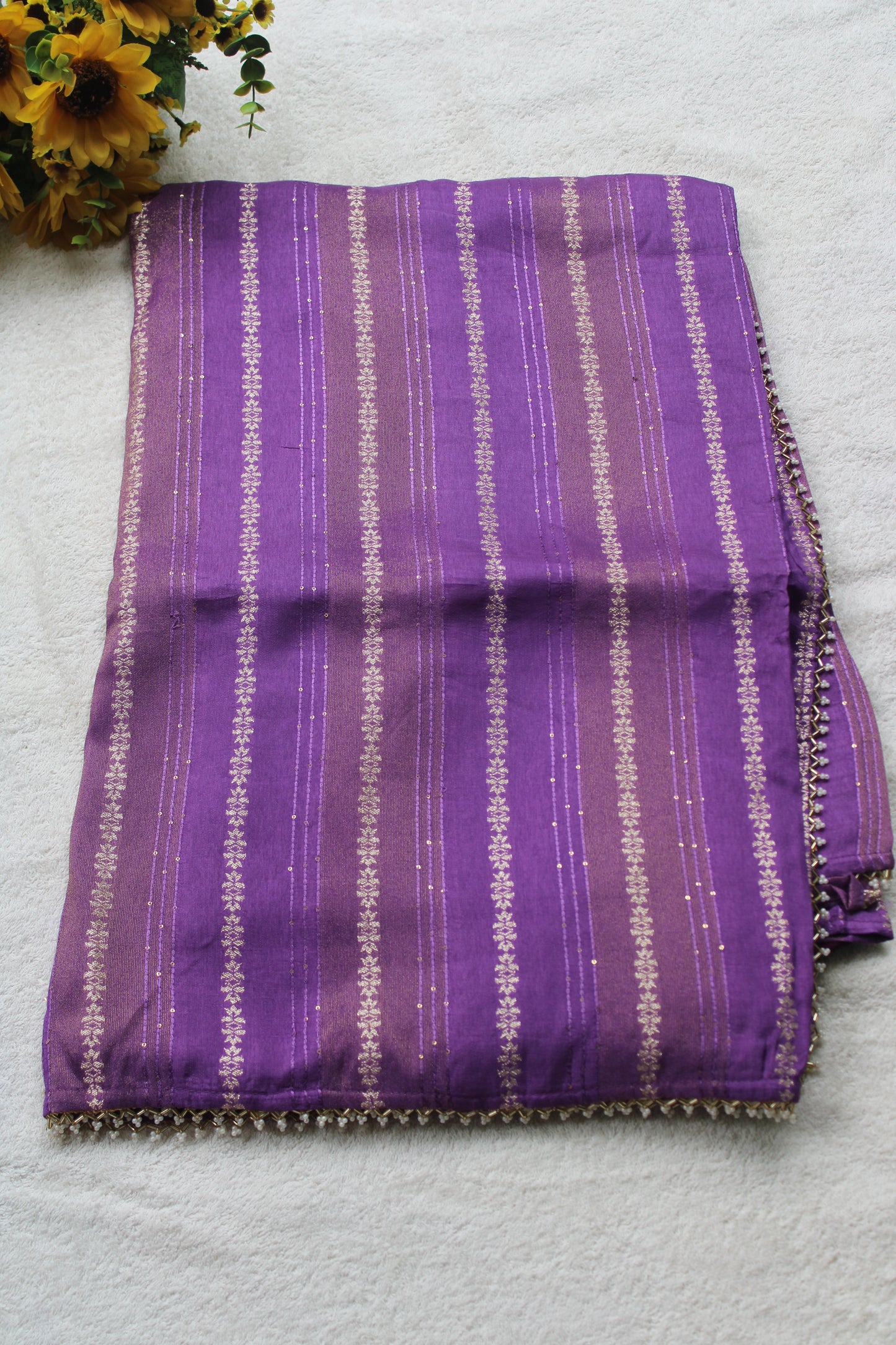 Lailac Designer Crape silk saree with contrast blouse