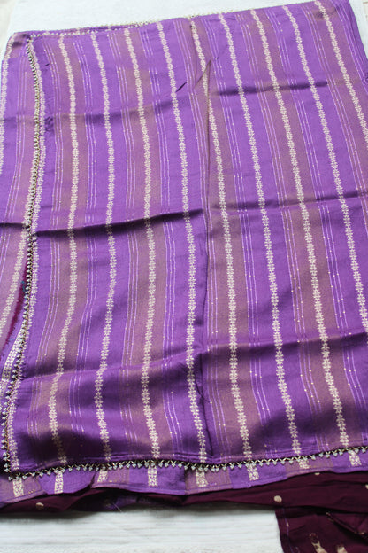 Lailac Designer Crape silk saree with contrast blouse