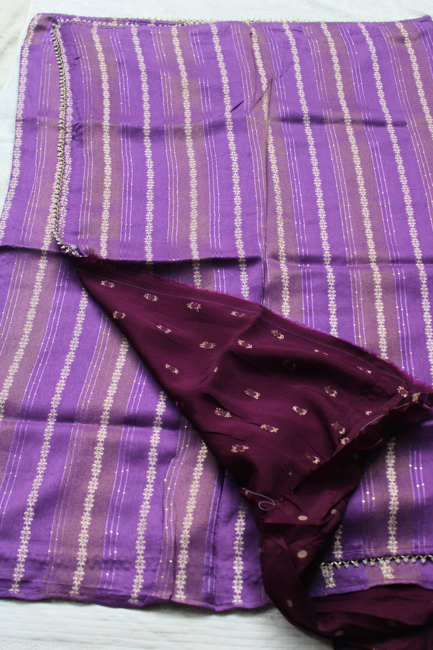 Lailac Designer Crape silk saree with contrast blouse