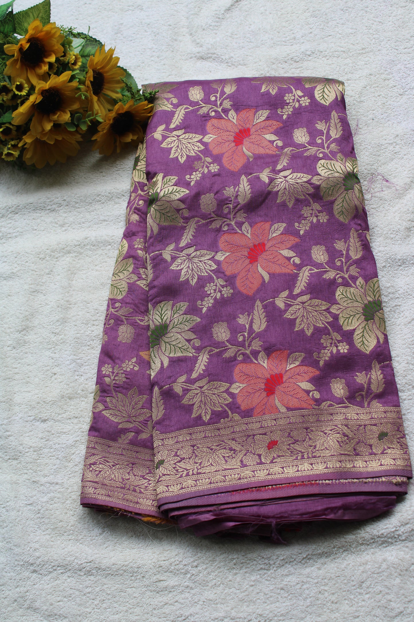 Lavender Heavy Meenakari weaving Banarasi Saree