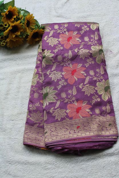 Lavender Heavy Meenakari weaving Banarasi Saree
